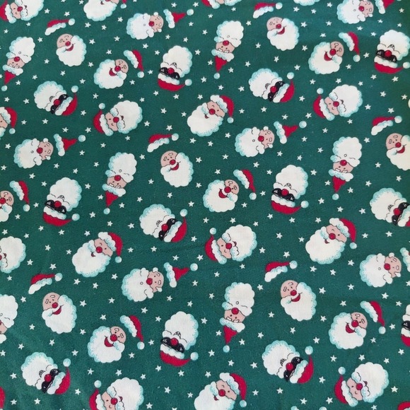 The Unbranded Brand Other - Vintage Santa Clause Christmas Fabric Green Cotton Cute Fun Craft Quilt 3 Yards
